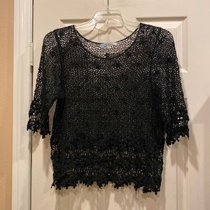 Cecico 100% cotton crocheted 3/4 sleeve top